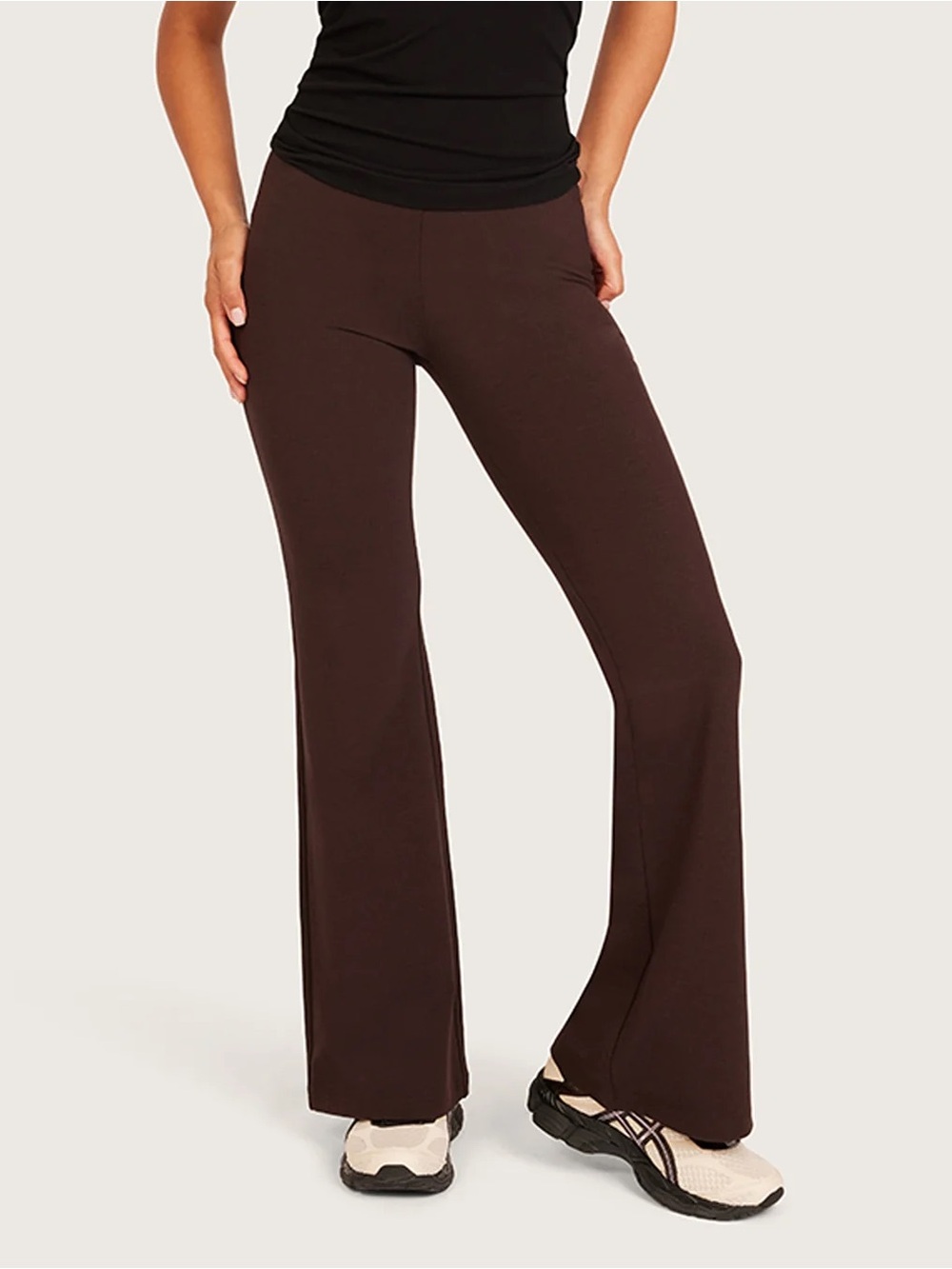 Boody High Waist Flare Pants in Carob (brown) | Short length (29” inseam)